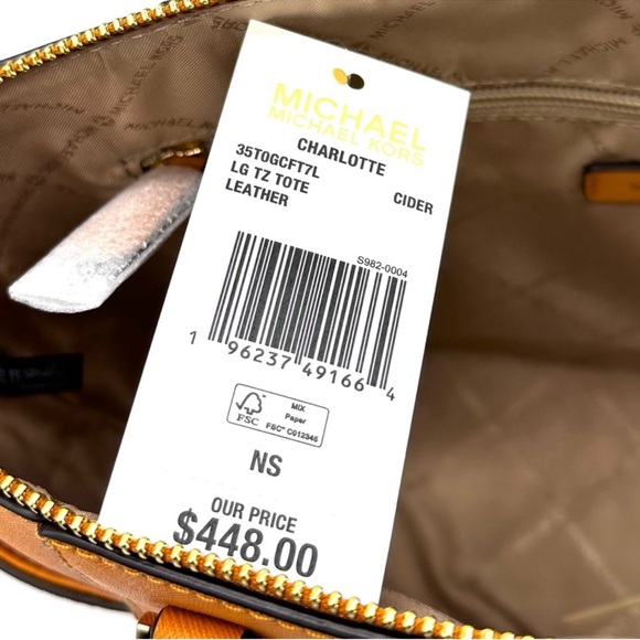 Michael Kors Large Charlotte Tote Bag Cider - Picture 12 of 12